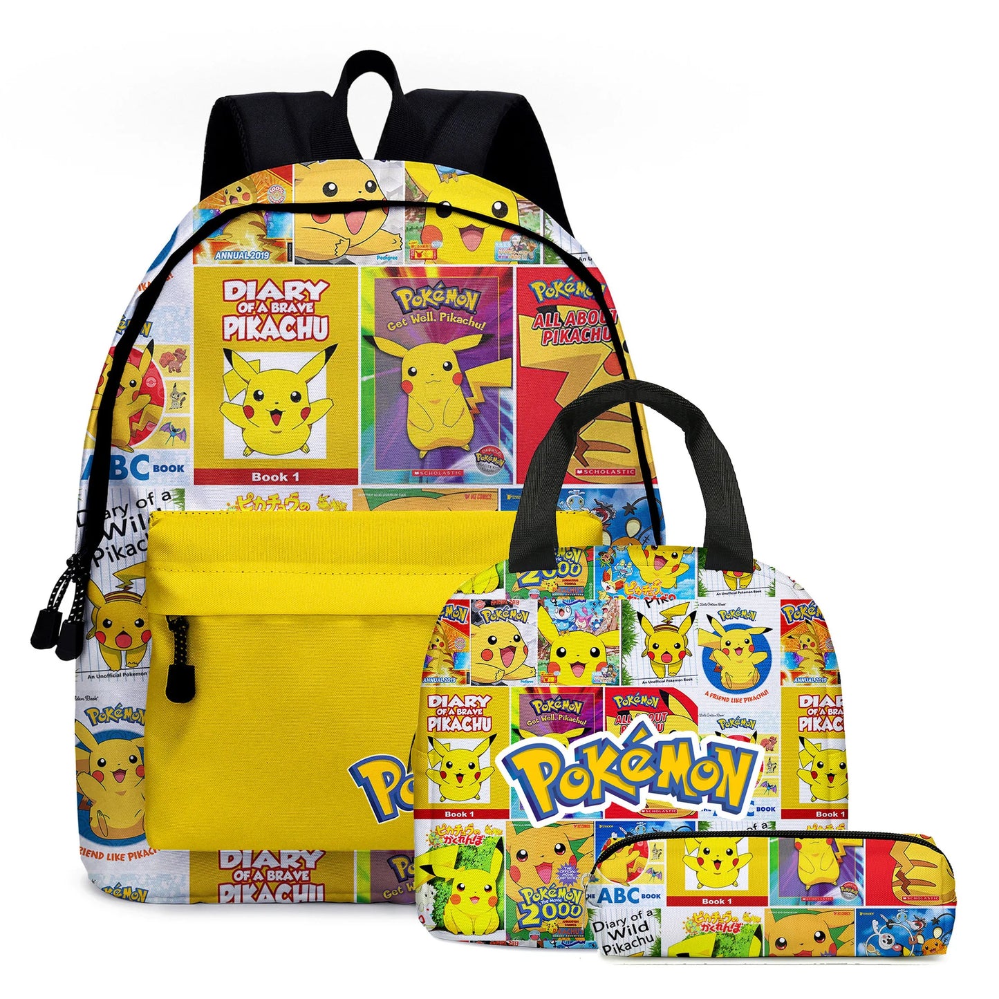 Pack École Pokémon 3-en-1 – Sac à dos, Trousse et Lunch Bag (Modèles au choix)