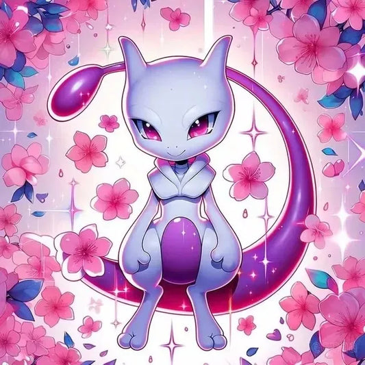Tableau Diamant Pokémon Mewtwo – Kit Diamond Painting Complet