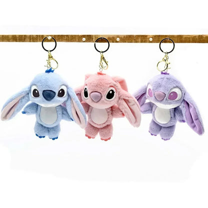 Stitch &amp; Angel Plush Keychain – Kawaii Disney Accessory