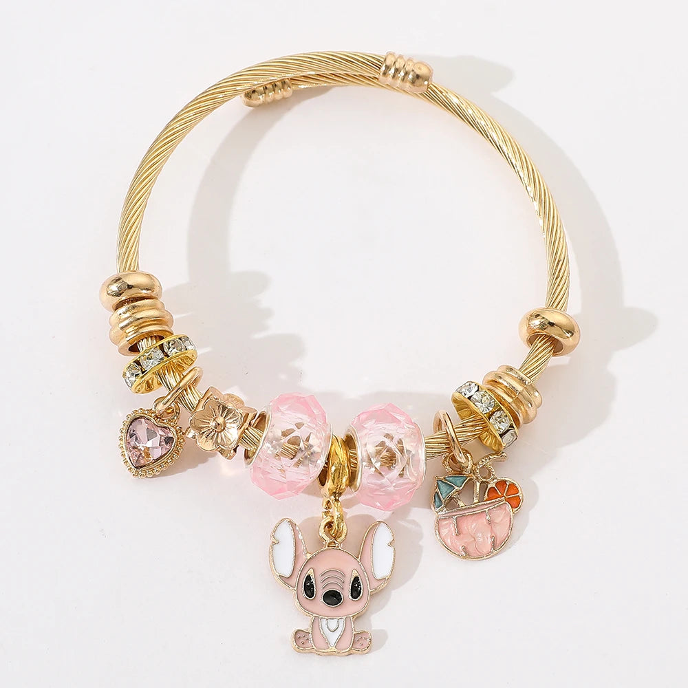 Bracelet à Breloques Stitch & Angel – Style Disney pour Femme et Fille