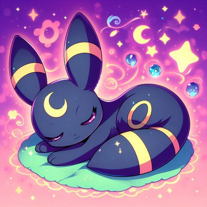 Tableau Diamant Pokémon Noctali – Kit Diamond Painting Complet