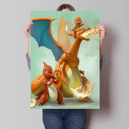 Pokémon Canvas Poster - Charizard, Charmander.