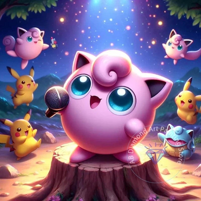 Tableau Diamant Pokémon Rondoudou – Kit Diamond Painting Complet