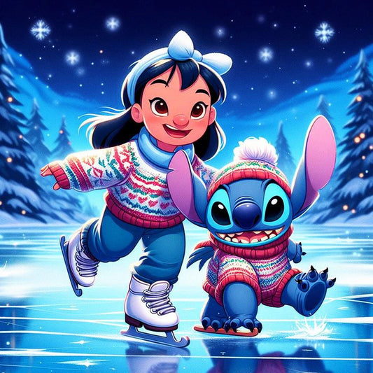Tableau Diamant Lilo et Stitch — Kit Diamond Painting Scintillant