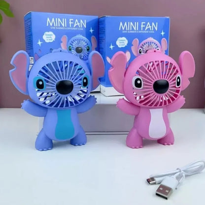 Mini Ventilateur Portable Stitch ou Angel – Édition Kawaii, Rechargeable USB