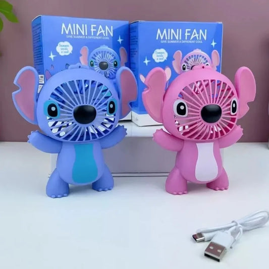 Mini Ventilateur Portable Stitch ou Angel – Édition Kawaii, Rechargeable USB