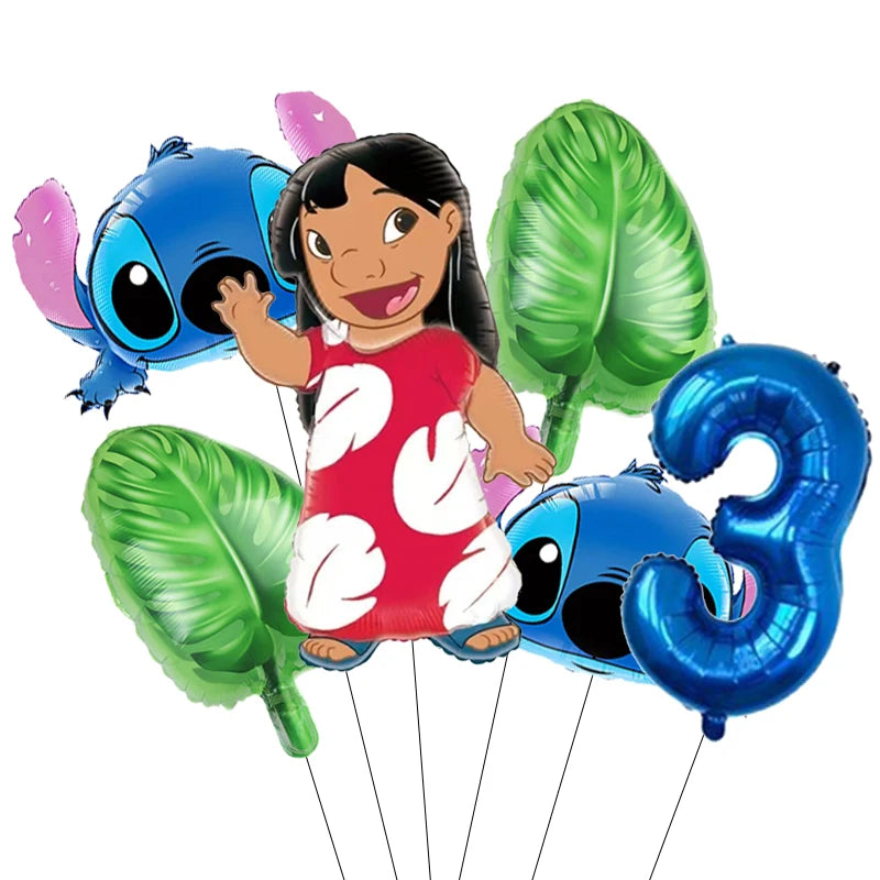 Pack Déco Anniversaire Lilo & Stitch – Chiffre au Choix & Ballons Thématiques Bleu