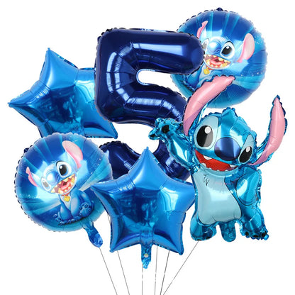 Stitch Birthday Balloon Kit - Blue Numbers (1 to 13) - Pack of 6 Balloons