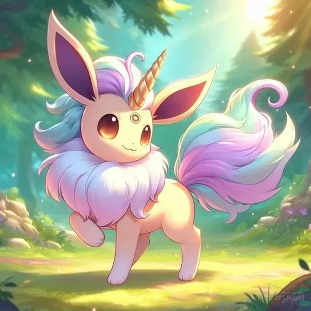 Tableau Diamant Pokémon Evoli Licorne – Kit Diamond Painting Complet