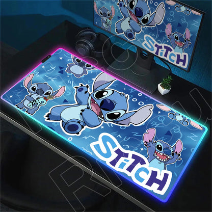 Tapis de bureau LED RGB Stitch – Accessoire gaming lumineux