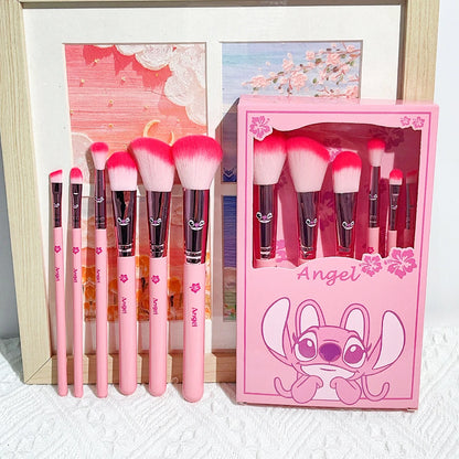 Ensemble de 6 Pinceaux de Maquillage Disney Angel – Design Kawaii & Manche en Bois