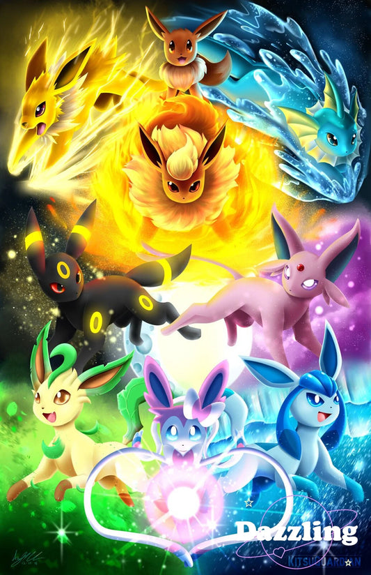 Tableau Diamant Pokémon Evolitions – Kit Diamond Painting Complet