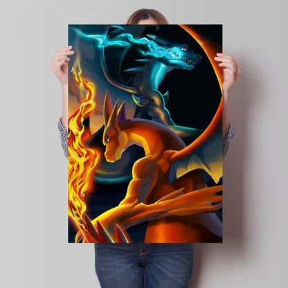Pokémon Canvas Poster - Charizard, Charmander.