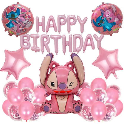 Stitch &amp; Angel Birthday Balloon Kit – Disney Kids Party Decoration (40 pieces)
