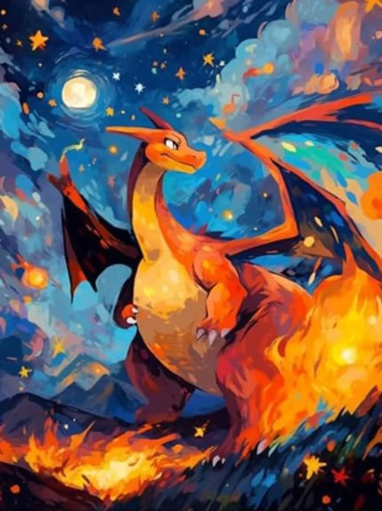 Diamond Painting Pokémon Dracaufeu – Diamants Ronds à Réaliser Soi-Même