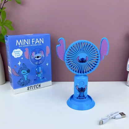 Mini Ventilateur Portable Stitch ou Angel – Édition Kawaii, Rechargeable USB & Silencieux