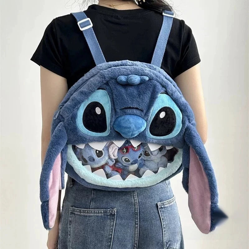 Sac à Bandoulière Peluche Stitch Disney - Petit Sac Seau Moelleux à Cordon