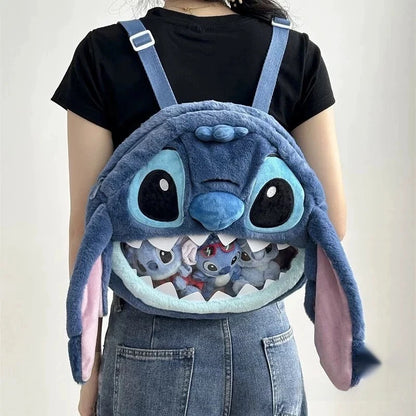 Sac à Bandoulière Peluche Stitch Disney - Petit Sac Seau Moelleux à Cordon