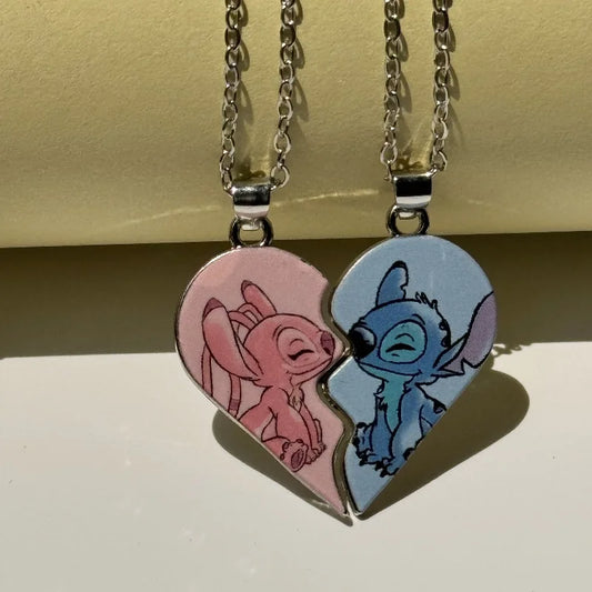 Collier Magnétique Couple Lilo & Stitch – Version Or ou Argent