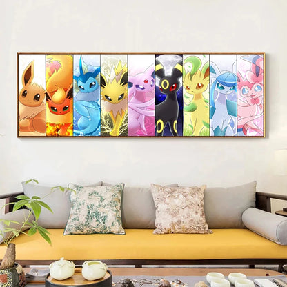 Toile Murale Pokémon Évolutions d'Évoli – Décoration Chambre Enfant / Salon