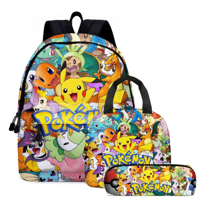 Pack École Pokémon 3-en-1 – Sac à dos, Trousse et Lunch Bag (Modèles au choix)