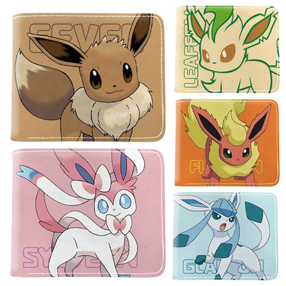 Portefeuille Pokémon Évoli et Évolutions – Compact en Cuir PU (11,5 × 9,5 cm)