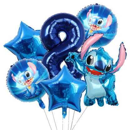 Stitch Birthday Balloon Kit - Blue Numbers (1 to 13) - Pack of 6 Balloons
