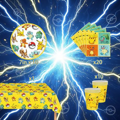 Kit Anniversaire Pokémon - Décoration de Table Pikachu & Starters 41 Pièces