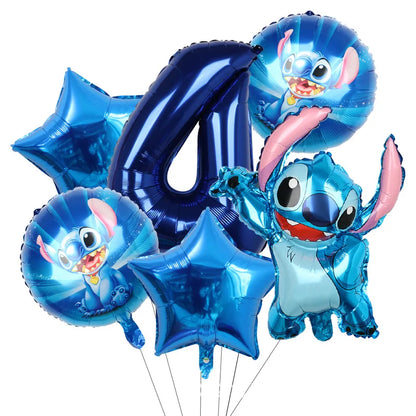 Stitch Birthday Balloon Kit - Blue Numbers (1 to 13) - Pack of 6 Balloons