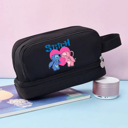 Trousse à Crayons Stitch & Angel – Grande Capacité Double Couche