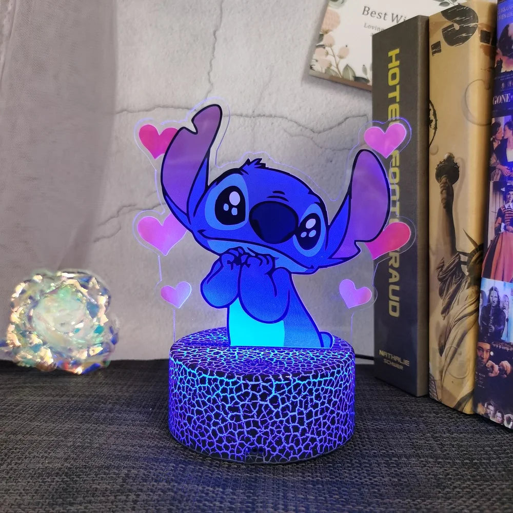 Stitch &amp; Angel 16 Colors LED Lamp - 3D Night Light with Remote Control