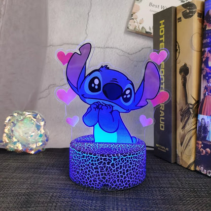 Stitch &amp; Angel 16 Colors LED Lamp - 3D Night Light with Remote Control