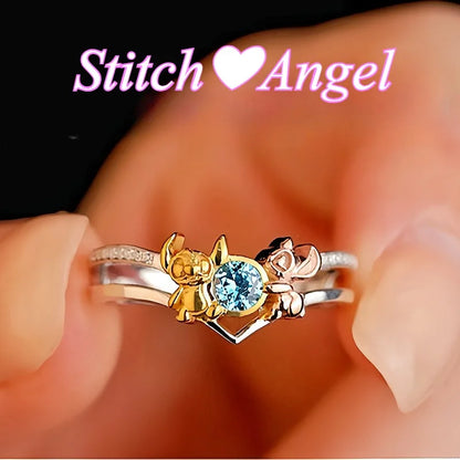 Bague Stitch & Angel – Anneau Couple Ajustable