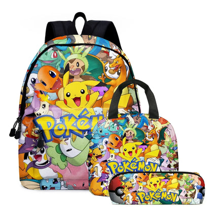Pack École Pokémon 3-en-1 – Sac à dos, Trousse et Lunch Bag (Modèles au choix)