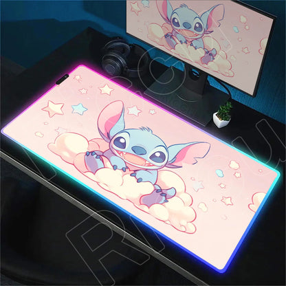 Tapis de bureau LED RGB Stitch – Accessoire gaming lumineux