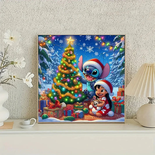 Tableau Diamant Lilo et Stitch Noel — Kit Diamond Painting Scintillant