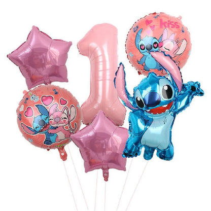 Stitch Birthday Balloon Kit - Pink Numbers (1 to 10) - Pack of 6 Balloons