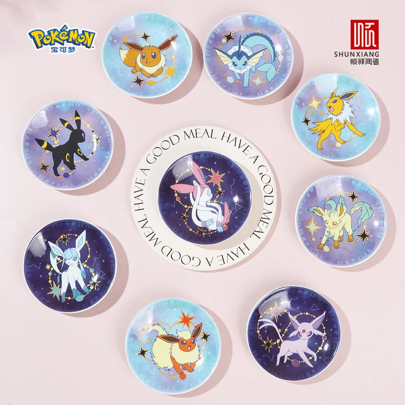 Coffret Assiettes Pokémon Évoli & Évolutions – Céramique Étoilée (9 pièces)