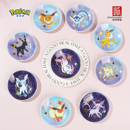 Coffret Assiettes Pokémon Évoli & Évolutions – Céramique Étoilée (9 pièces)