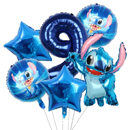 Stitch Birthday Balloon Kit - Blue Numbers (1 to 13) - Pack of 6 Balloons