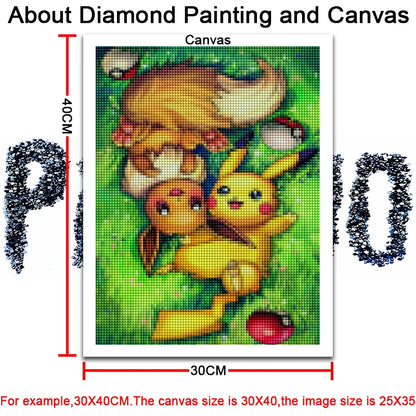 Tableau diamant Evoli et Pikachu