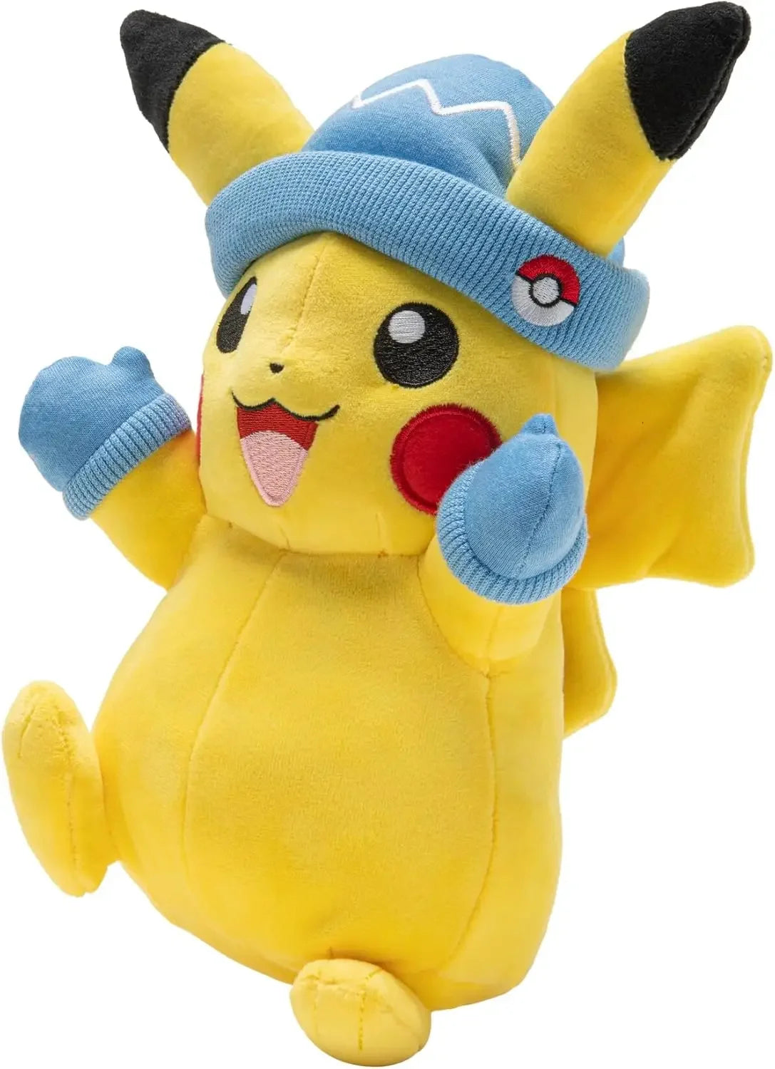 Peluche Pikachu Hiver – Bonnet Bleu & Gants, Pokémon Winter Edition 25 cm