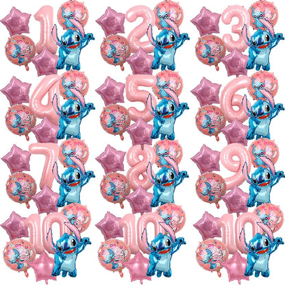 Stitch Birthday Balloon Kit - Pink Numbers (1 to 10) - Pack of 6 Balloons