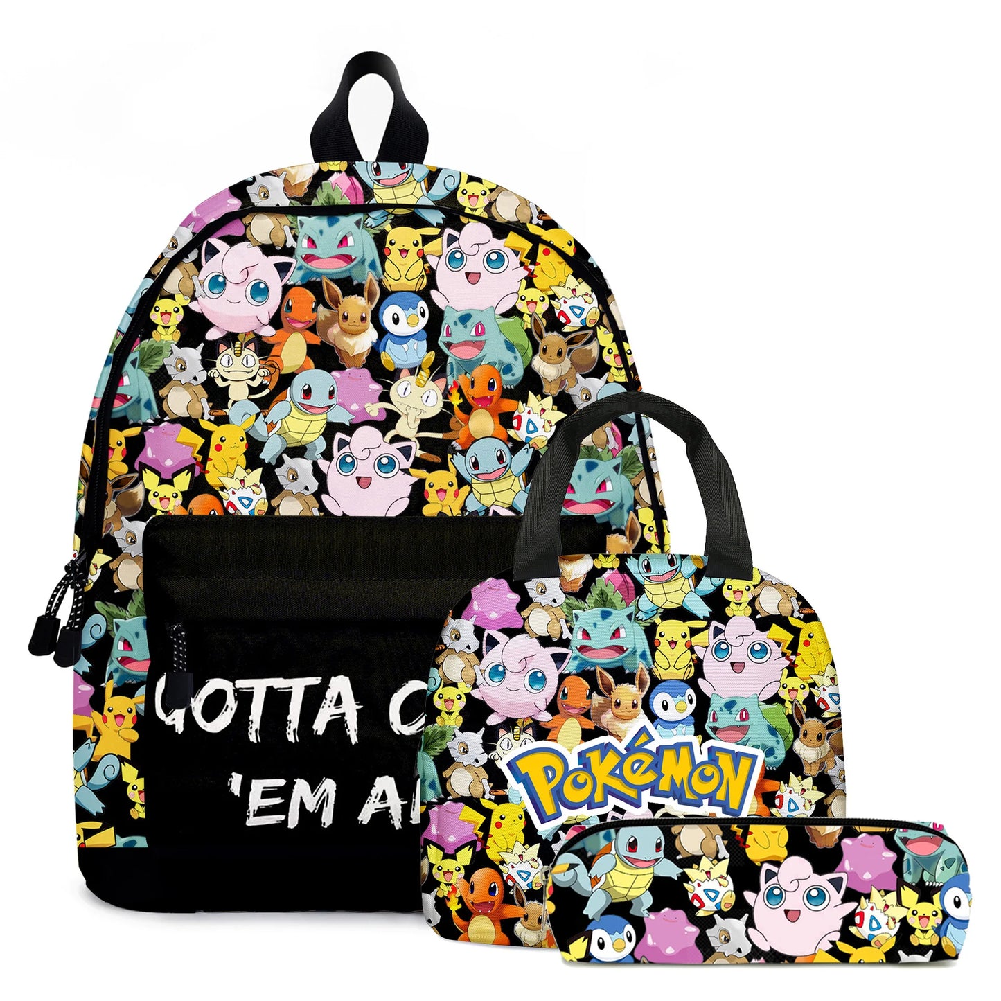 Pack École Pokémon 3-en-1 – Sac à dos, Trousse et Lunch Bag (Modèles au choix)