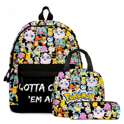 Pack École Pokémon 3-en-1 – Sac à dos, Trousse et Lunch Bag (Modèles au choix)