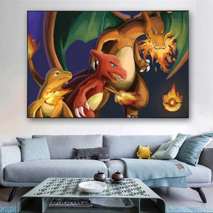 Pokémon Canvas Poster - Charizard, Charmander.