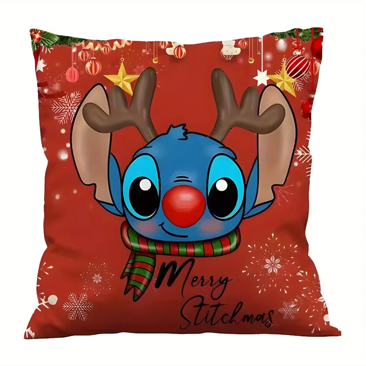 Taie d’oreiller de stitch et Angel ambiance Noël  ( 4 tailles )