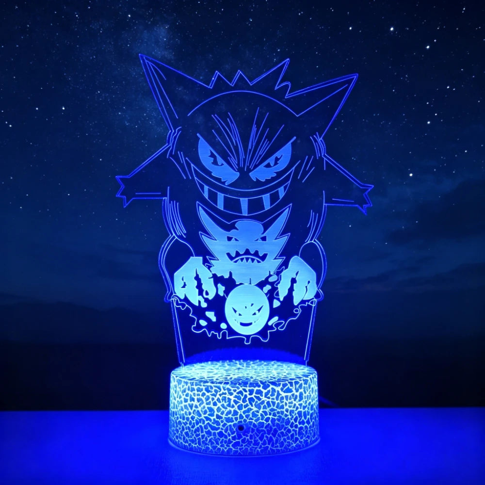 Lampe LED 3D Pokémon Ectoplasma évolutions : Illuminez votre intérieur avec votre compagnon favori