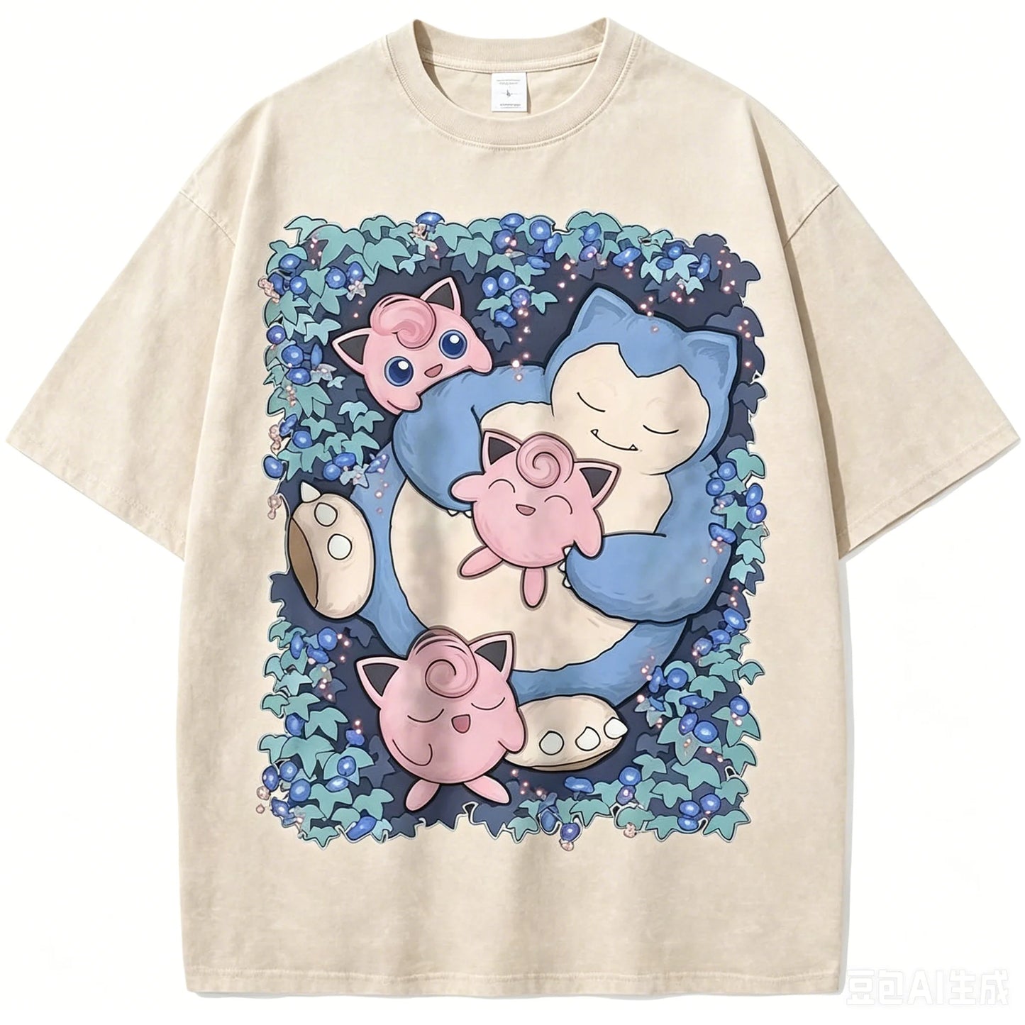 T-Shirt Pokémon Ronflex & Rondoudou – Style Cosy & Kawaii