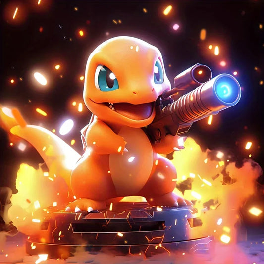 Tableau Diamant Pokémon Salameche – Kit Diamond Painting Complet